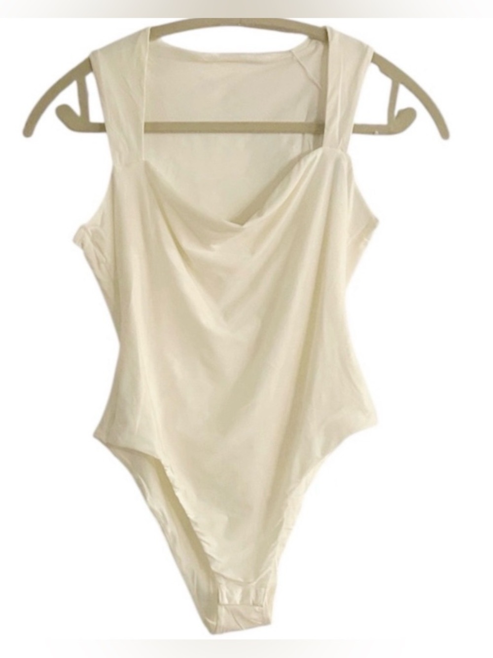 Halara Sleeveless Bodysuit Size Small Cowl Neck Cream Ivory NEW With Tags